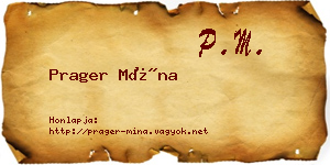 Prager Mína névjegykártya
